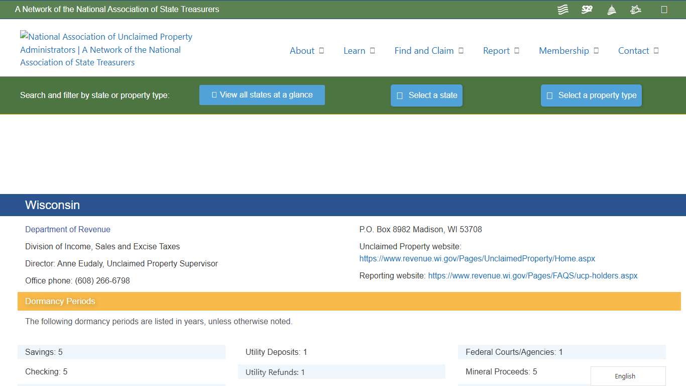 Wisconsin – National Association of Unclaimed Property Administrators (NAUPA)